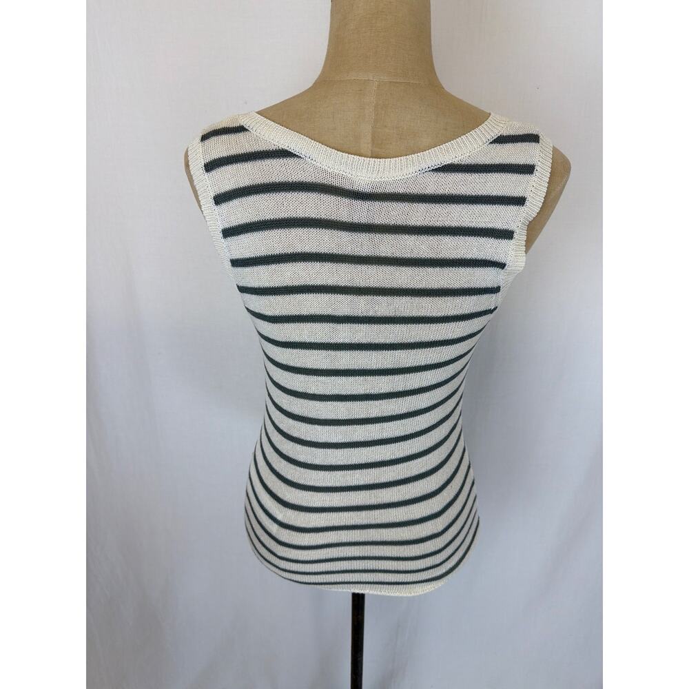 NWT Soya Concept Green & Cream Linen Blend Sweater Tank XL #0446 - Picture 3 of 7